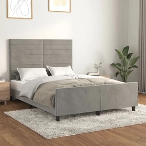 vidaXL Estrutura de cama sem colchão 140x200 cm veludo cinzento-claro
