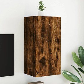 vidaXL Móvel de parede p/ TV c/ luzes LED 40,5x35x80cm carvalho fumado