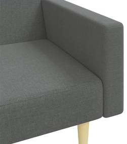 Sofá-cama de 2 lugares c/ apoio de pés tecido cinzento-escuro
