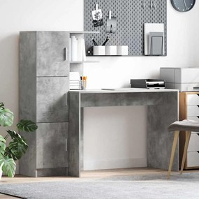 vidaXL Mesa com Armazenamento Cinza Concreto Madeira de Engenharia