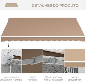 Toldo Manual Retrátil 350x250 cm Toldo para Varanda com Manivela de Me
