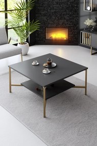 Mesa de Centro Gold Line – Antracite e Preto – 80 x 80 x 40 cm