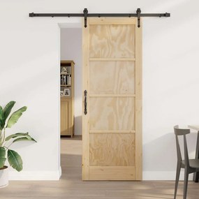 Porta Deslizante vidaXL com Conjunto de Acessórios 78x211 cm Madeira Sólida de Pinho