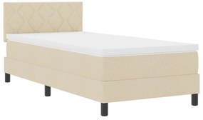 Cama Box com Colchão &amp; LED Creme 90x190 cm Tecido