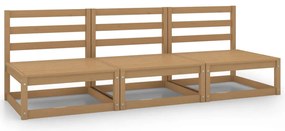 Sofás de centro para jardim 3 pcs pinho maciço castanho mel