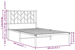 Estrutura de cama com cabeceira 100x200 cm metal branco