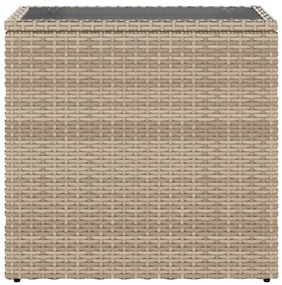 Mesa de apoio jardim c/ tampo vidro 58x27,5x55 cm vime PE bege