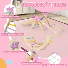 Parque infantil interior de escalada para crianças Montessori de madeira dobráveis 8 em 1 para bebés multicolor 1