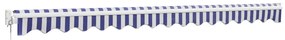 Toldo retrátil 4x3 m tecido e alumínio azul e branco