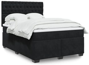 vidaXL Cama com molas/colchão 140x190 cm veludo preto