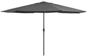 Guarda-sol de jardim com poste de metal 390 cm antracite