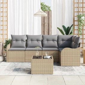Conjunto de Sofá de Jardim com Almofadas vidaXL 6 Peças Preto em Vime