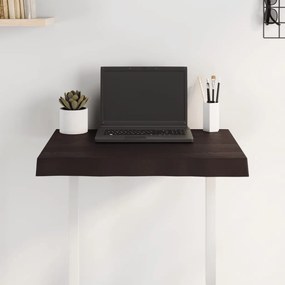 Tampo de mesa com bordas vivas maciço tratado castanho-escuro