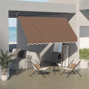 Toldo Manual Retrátil com Manivela 300x120x210-300 cm com Altura Ajustável Impermeável para Jardim Varanda Castanho