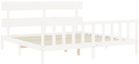 Estrutura cama Super King Size c/ cabeceira madeira branco