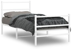 vidaXL Estrutura de cama com cabeceira e pés 90x190 cm metal branco