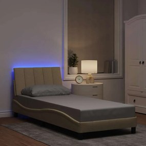 vidaXL Estrutura de cama sem colchão 90x190 cm tecido creme