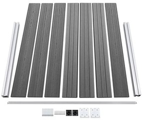Conjunto painel de cerca 699x146 cm WPC cinzento