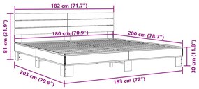 Estrutura de cama 180x200 cm derivados madeira/metal