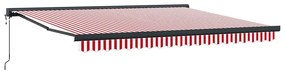 Toldo Retrátil Automático Listrado Vermelho e Branco 400x300 cm