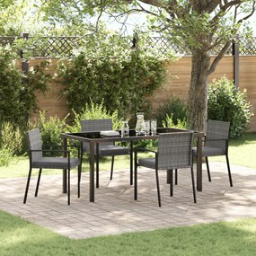 vidaXL Conjunto de Jantar para Jardim de 5 Peças Cinza Rattan Sintético