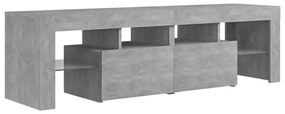 Móvel de TV com luzes LED 140x36,5x40 cm cinzento cimento