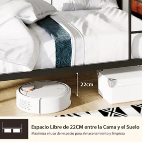 Beliche de metal Cama convertível 2 em 1 para 2 pessoas e corrimão de segurança de 30 cm com dispositivo anti-tombo 198 x 95 x 156 cm