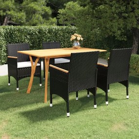 vidaXL 5 pcs conjunto de jantar para jardim preto