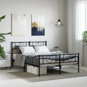 Estrutura de cama sem colchão com pés 160x200 cm preto