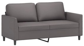 2 pcs conjunto de sofás c/ almofadões couro artificial cinzento