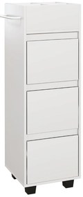 HOMCOM Móvel de armazenamento para banheiro com 4 compartimentos, 3 gavetas e suporte para toalhas, dim. 35 x 30 x 90 cm, branco | Aosom Portugal