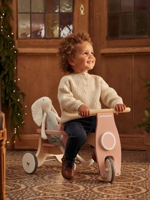 Agora -30€: Triciclo + assento para boneca, em madeira FSC® bege medio liso com motivo