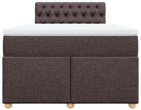 Cama boxspring com colchão 120x190 cm tecido castanho-escuro