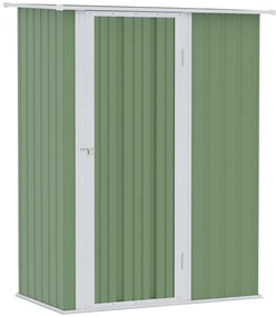 Outsunny Abrigo de Jardim 1,07㎡ 142x84x189 cm Abrigo de Armazenamento Abrigo de Ferramentas com Teto Inclinado e Porta Verde Clar