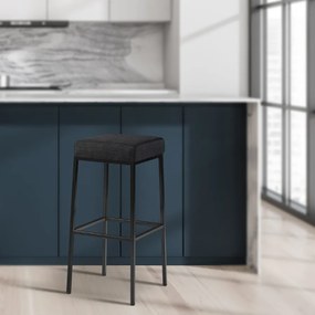 Banco de bar Montreal em tecido com estrutura preta 37 x 83 x 37 cm Cinzento escuro