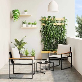 vidaXL Conjuntos de móveis 3 pcs Preto e Branco Creme Vime