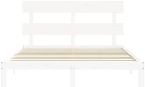 Cama sem colchão 160x200 cm madeira de pinho maciça branco