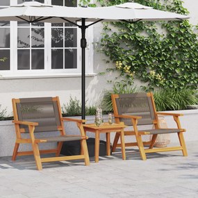 vidaXL Cadeiras de Jardim com Mesa 3 pcs Cinza Madeira Sólida Acácia