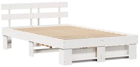 Cama com Gavetas - Branca 120 x 190 cm - Pinho Sólido