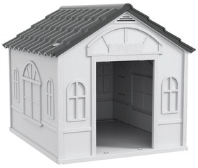 PawHut Casa para Cães 84,2x98,2x82 cm Casa para Cães com Janelas e Tet