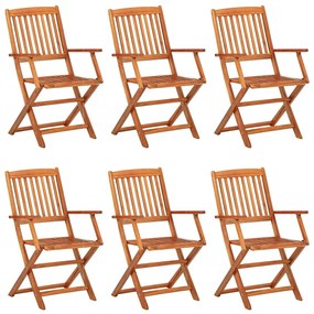 7 pcs conj. de jantar para jardim 180x90x75 cm acácia maciça