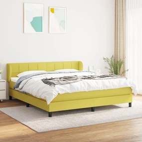 vidaXL Cama com molas/colchão 160x200 cm tecido verde
