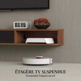 Móvel de TV Suspenso, 140 x 24 x 16 cm, Montagem na Parede, Cor Nogueira