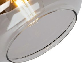 Foco de teto design preto com dourado e vidro fumê - Kyan