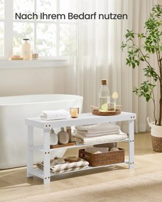 Banco sapateira em bambu,  3 níveis, 90 x 45,3 cm branco