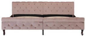 Estrutura de cama 200x200 cm veludo cor-de-rosa