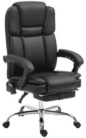 Vinsetto Cadeira de Escritório Ajustável com 6 Pontos de Massagem Função de Aquecimento Apoio para Os Pés Couro Artificial Preto | Aosom Portugal