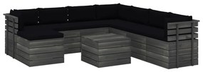 9 pcs conjunto lounge de paletes com almofadões pinho maciço