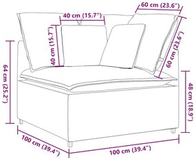 Módulo de sofá canto com almofadas 100 cm cinzento-escuro