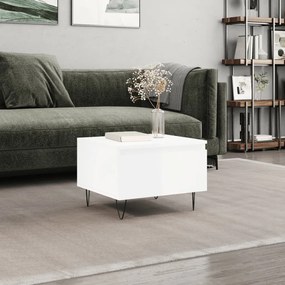 vidaXL Mesa de centro 50x46x35 cm derivados madeira branco brilhante